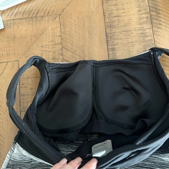 Athleta Criss Cross Back Tank Built-In Sports Bra Women's Heathered Black Size S - Picture 5 of 8